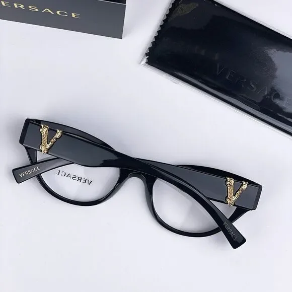 SALE! NEW Versace VE3282 GB1 Black Cat Eye Women Eyeglasses - Picture 9 of 12